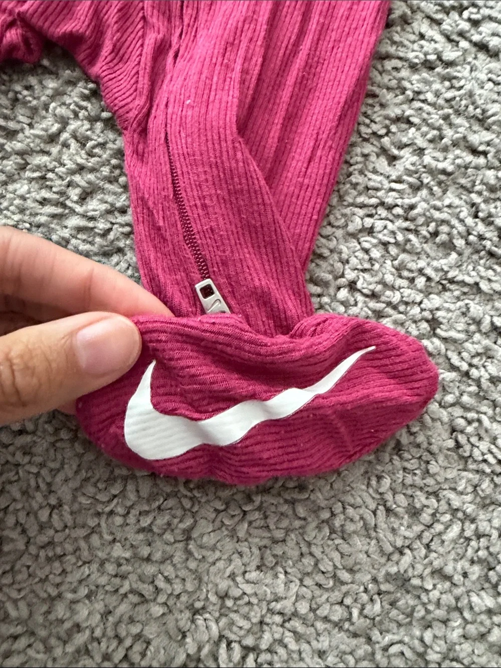 Nike Magenta Kids Footed One-Piece Zipper Romper